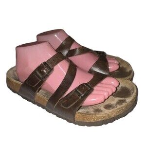 BIRKENSTOCK MAYARI 11 US Brown Distressed Leather Toe Loop Boho Summer Sandals